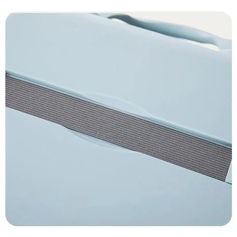 Durable light blue kids cosmetic travel case with top handle, perfect for organizing makeup and toiletries on trips. www.usmile.toys